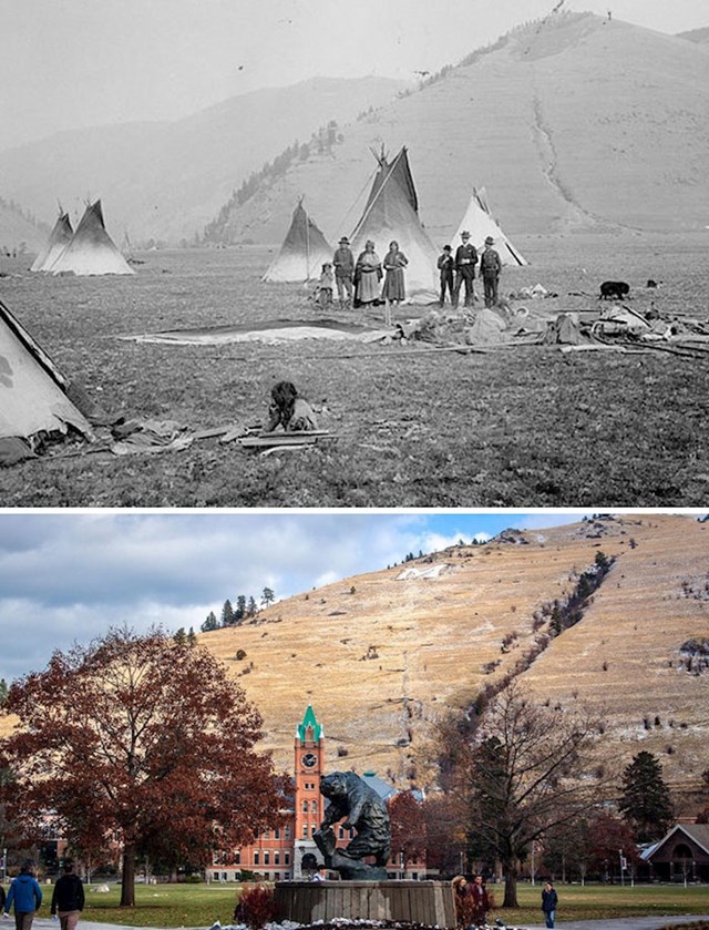 Mjesto na kojem je Sveučilište u Montani, prije 150 godina i danas