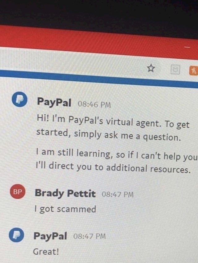 "PayPalov virtualni pomoćnik izgleda kao da se ruga korisnicima..."