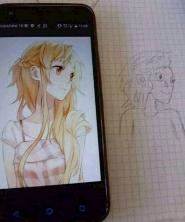 Pokušala je nacrtati sliku s mobitela, nije joj baš išlo.