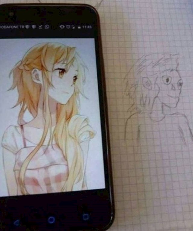 Pokušala je nacrtati sliku s mobitela, nije joj baš išlo.