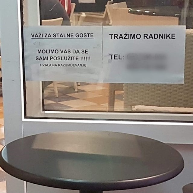 Kafić hitno treba radnike: Kad pročitate ovaj natpis, shvatit ćete da je situacija ozbiljna kafić hitno treba radnike: kad pročitate ovaj natpis, shvatit ćete da je situacija ozbiljna