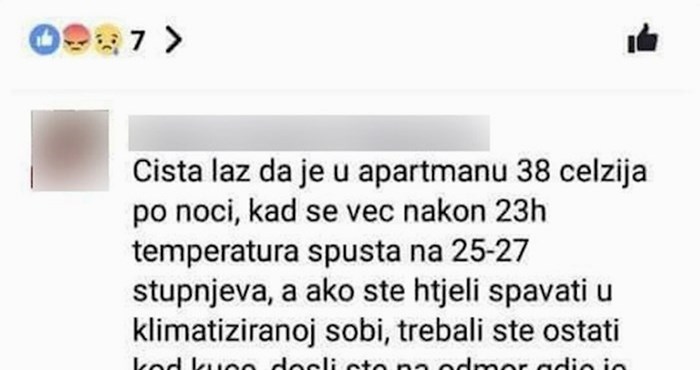 Nezadovoljni gosti apartmana žalili su se zbog nedostatka klime, evo što im je poručila