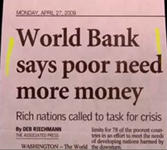 "Svjetska banka kaže da siromašni trebaju više novca"