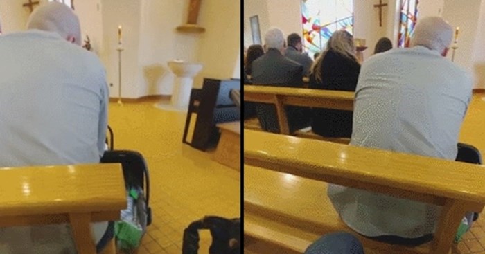 Sjedio je u crkvi i "pazio na bebu", netko je snimio čime se lik zapravo bavio