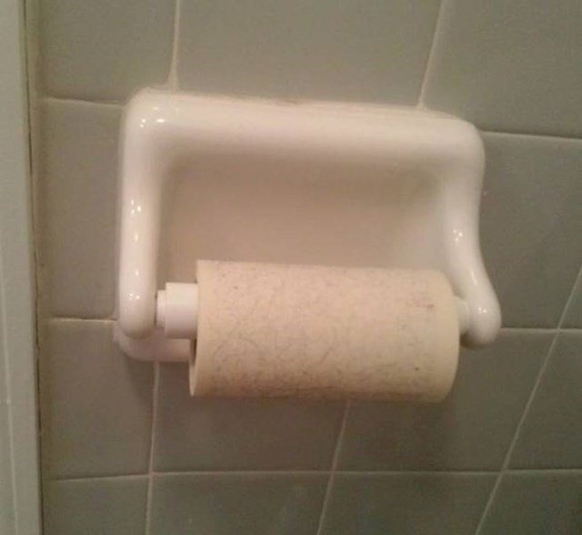 Njen dečko je WC papir zamijenio ljepljivom trakom valjka za čišćenje odjeće.