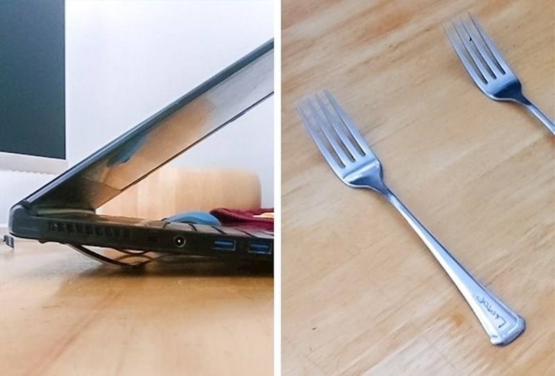 Laptop vam se pregrijava? Koristite vilice kako biste ga podigli i omogućili bolji protok zraka.