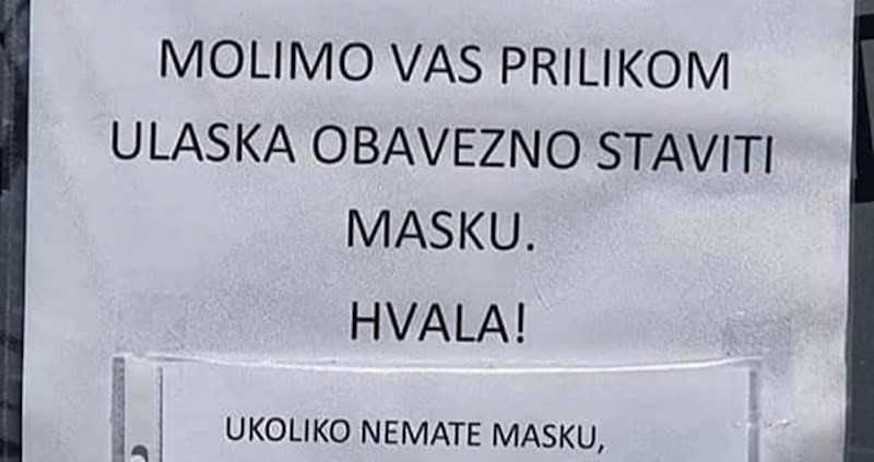 Veterinar je na ulazu u ambulantu postavio urnebesnu obavijest o koroni i nošenju maski