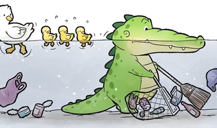 Stripovi koji pokazuju kako aligator pomaže drugima