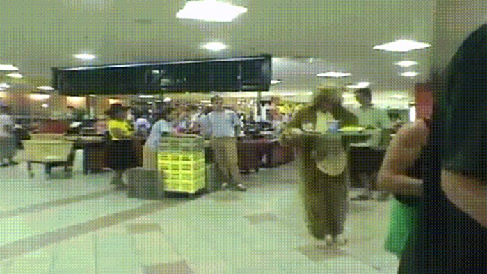 Netko je u shopping centru snimio bizarnu scenu s likom koji je glumio klokana