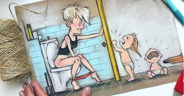 Mama je ilustracijama prikazala kako izgleda njen život s mužem i malom djecom