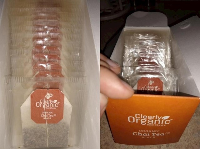 Organski čaj zapakiran u nepotrebnoj plastici. Krasno.