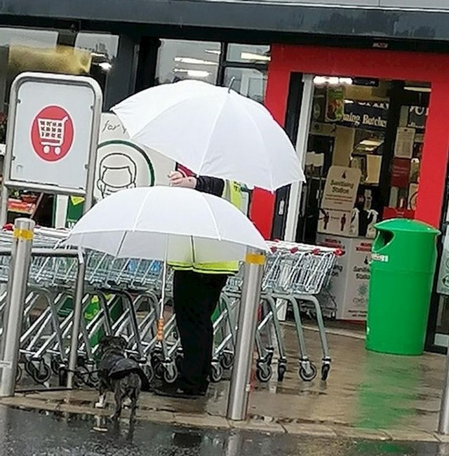 "Ovaj zaštitar je ispred supermarketa pazio da nečiji pas ne pokisne."