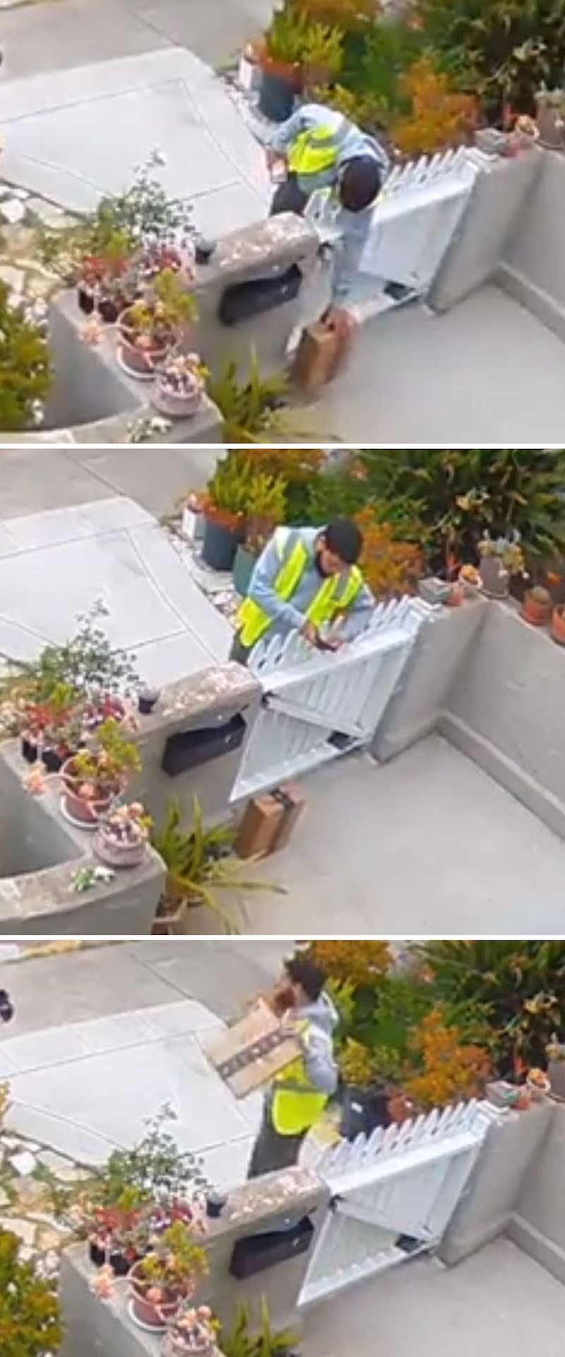 "Ovaj dostavljač je najprije dostavio moj paket, slikao ga kao dokaz da ga je dostavio, a onda ga je ukrao. Međutim, nije znao da imam nadzornu kameru."