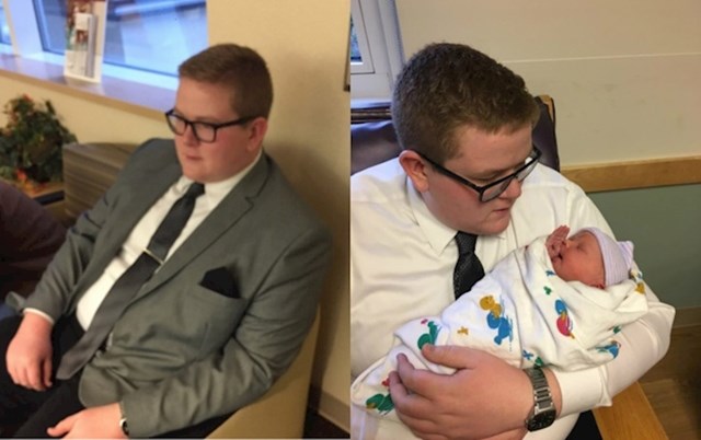 Ovaj mladić je išao u bolnicu kako bi upoznao svog prvog nećaka. Htio je obući odijelo kako bi ostavio dobar dojam.