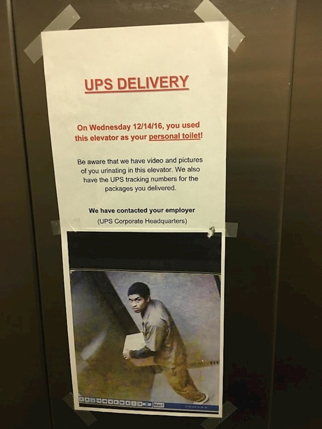 Dostavljač je koristio lift kao WC. Stanari su otkrili da imaju snimku, prijavili su ga poslodavcu.