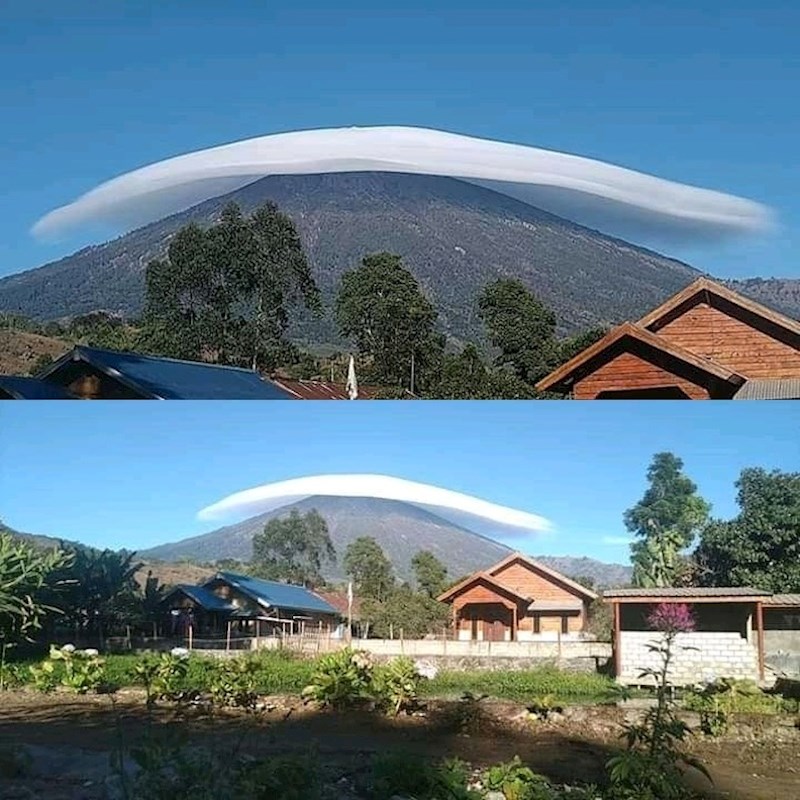 Ovaj oblak iznad planine pomalo podsjeća na tijestu za pizzu koje leti u zraku dok ga pizza majstor vrti i oblikuje.