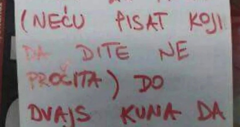 Tata je poslao dijete van s papirićem, napisao je zamolbu koju dijete nije smjelo skužiti