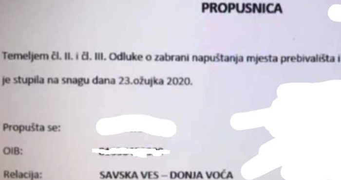 Još jedan korona čudak: Pogledajte zbog čega je netko tražio propusnicu