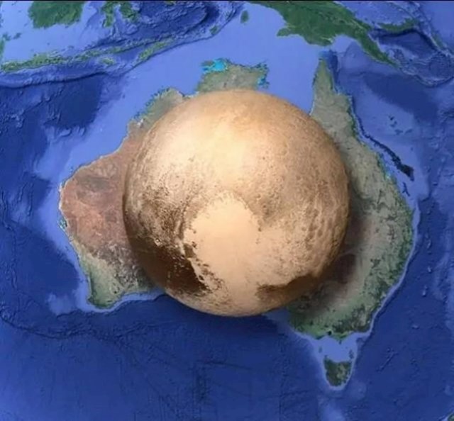 Ovo je Pluton u usporedbi s Australijom.