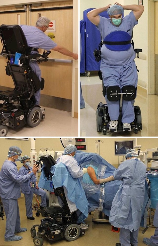 Doktor Ted Rummel može pomoću uspravnih invalidskih kolica i dalje operirati pacijente.