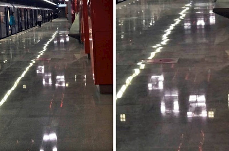 Refleksija svjetla na pločicama izgleda kao automobilska utrka. Vidite li autiće?