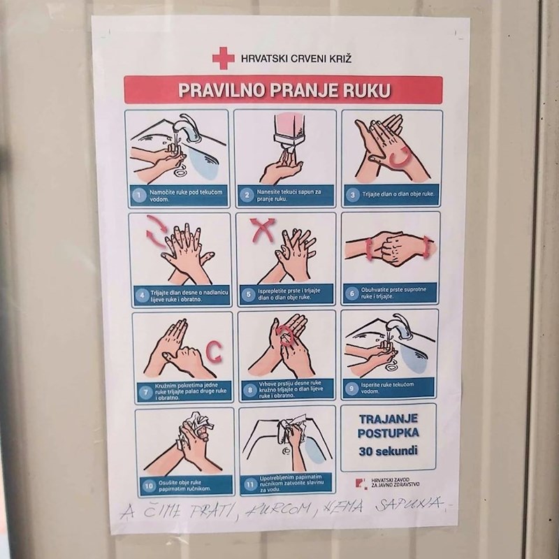 Nestalo je sapuna pa je ispod uputa za pranje ruku napisao nešto nepristojno