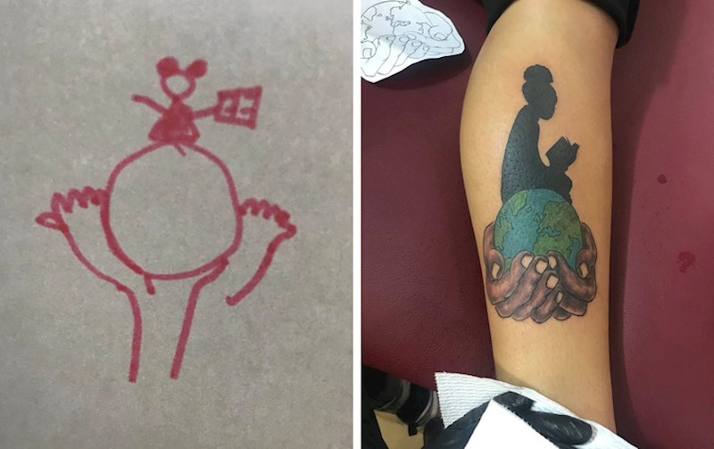 "Drago mi je da je tattoo majstor shvatio što želim. Lijevo je moja skica koju sam mu pokazao, a desno je ono što je istetovirao. Genijalac."