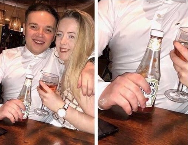 Na fotki je obavezno htio glumiti da nešto pije pa je uzeo bocu s ketchupom. Mislio je da nitko neće skužiti.