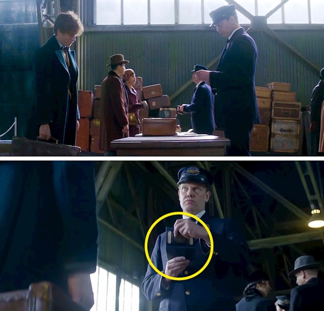 Na početku filma "Čudesne zvijeri i gdje ih naći" britanski čarobnjak Newt Scamander brodom dolazi u New York. Radnja je smještena u 1926. godinu, ali u 1920-ima britanske putovnice su bile okomite, a policajac Newtovu putovnicu drži vodoravno.