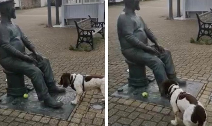 VIDEO Išli su u šetnju sa psom, a onda su ispred kipa snimili urnebesnu scenu