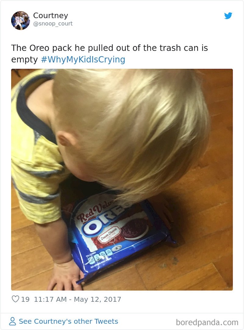 "Zato što je pakiranje Oreo keksića koje je izvadio iz smeća bilo prazno."