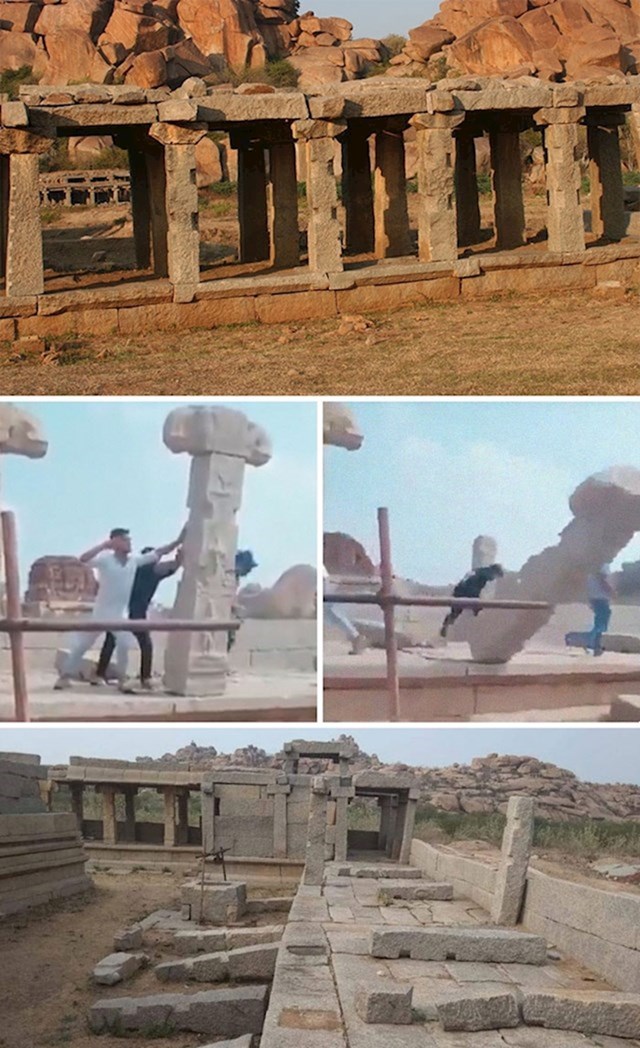 Nekoliko vandala uhićeno je nakon što su srušili stup u hramu boga Višnu u indijskom naselju Hampi, inače UNESCOv lokalitet svjetske baštine. Navodno nisu bili svjesni kolika je važnost ovog mjesta.