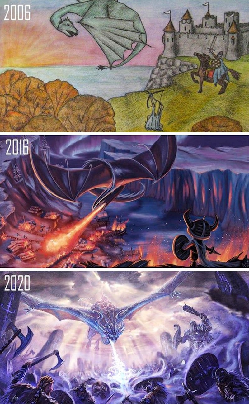 "2006. godine me dečko zamolio da mu za rođendan nacrtam 'epsku sliku sa zmajem'. U međuvremenu sam napredovala..."