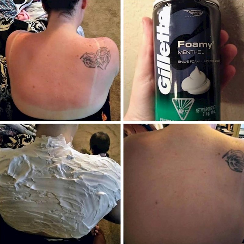 Pjena za brijanje s mentolom će vam pomoći ako ste izgorjeli na suncu.