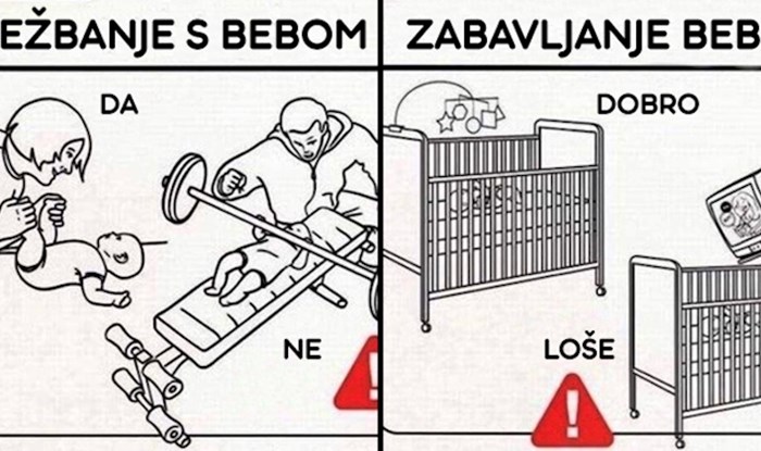 Bizarno smiješne ilustracije koje mladim roditeljima pokazuju što nikako ne smiju raditi s bebama