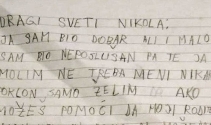 Dijete je Svetom Nikoli napisalo iskreno pismo koje je rasplakalo društvene mreže