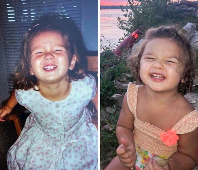 "Moja kći (lijevo, 1998. je imala 2 godine) i moja unuka (desno, 2019. ima 2 godine)"