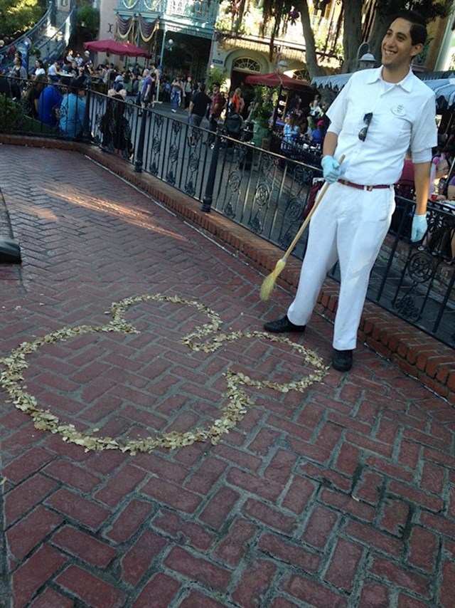 "Čistač u Disneylandu složio je lišće u obliku Mickey Mousea."