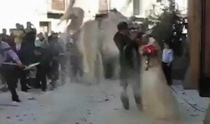Gosti vjenčanja dočekali su mladence s lopatama, pogledajte što su snimili ispred crkve