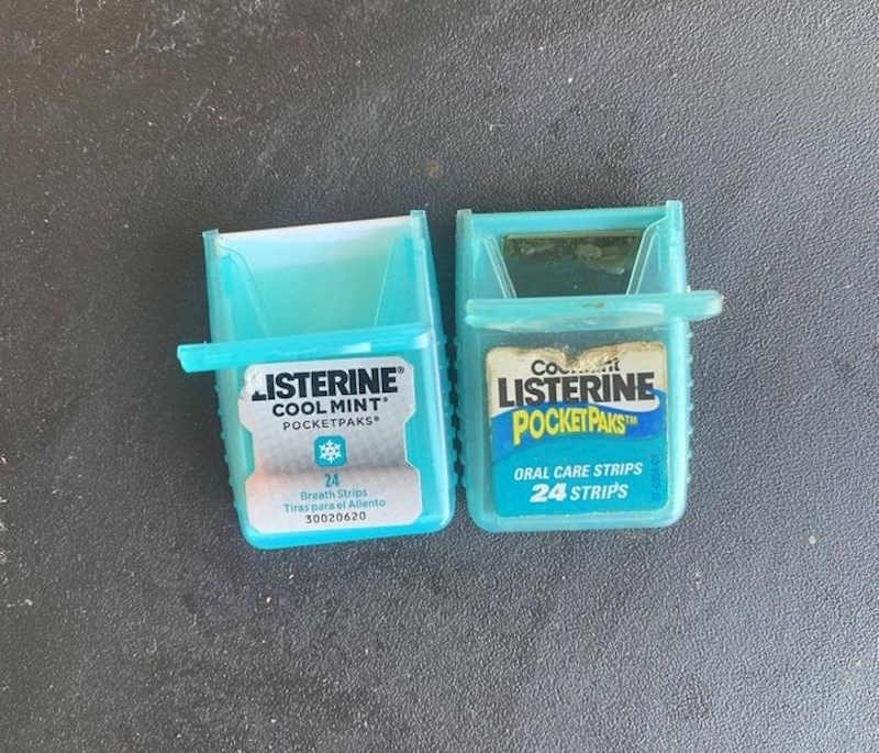 "Lijevo je kutijica Listerinea koju sam kupio prije nekoliko tjedana, a desno kutijica stara 20 godina koju sam danas našao među starim stvarima."