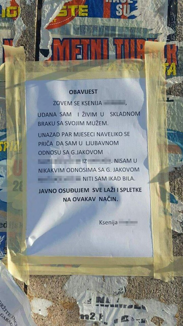 Žena je htjela sve razjasniti pa je u gradu ostavila obavijest koja je začudila prolaznike evo što je napisala: