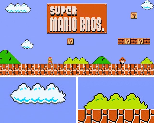 Oblaci i grmlje u igrici Super Mario Bros. zapravo izgledaju potpuno jednako, samo su različitih boja.