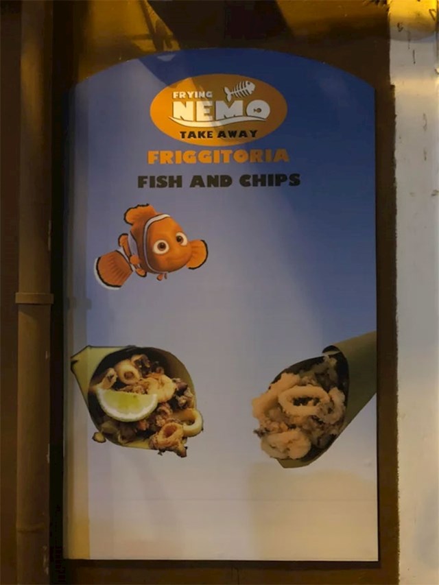 Talijanski restoran ima sliku koja uništava djetinjstvo. Počivaj u miru, Nemo.