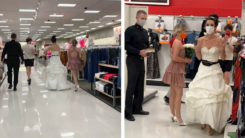 VJENČANICA, BUKET I MASKA 👰 Mladenka se ušetala u supermarket i natjerala dragog da je oženi