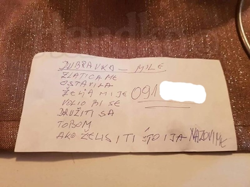 Evo što joj je napisao: