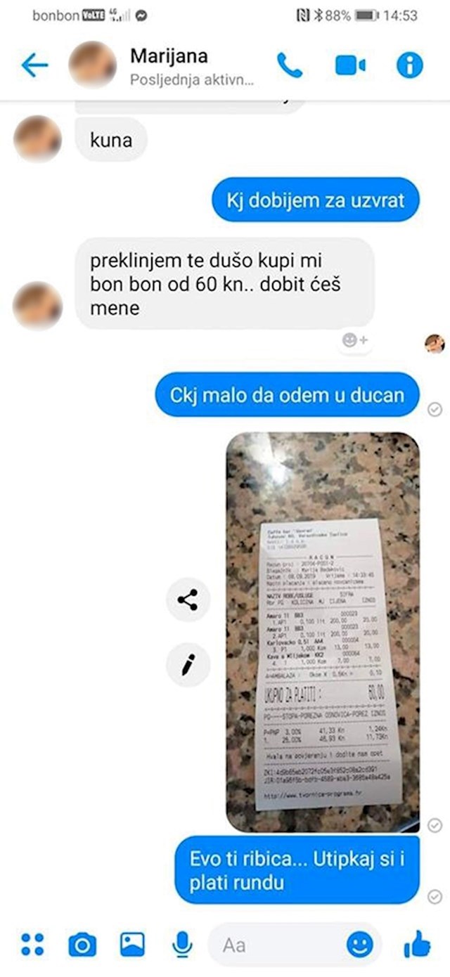 Evo što joj je poslao: