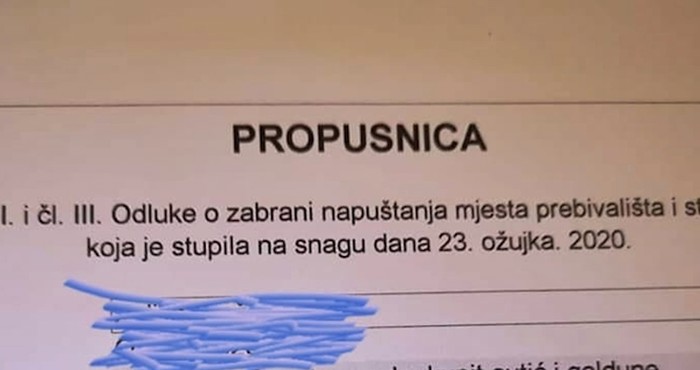Na Facebooku se pojavila slika čudne propusnice, pogledajte što piše kraj razloga odobrenja