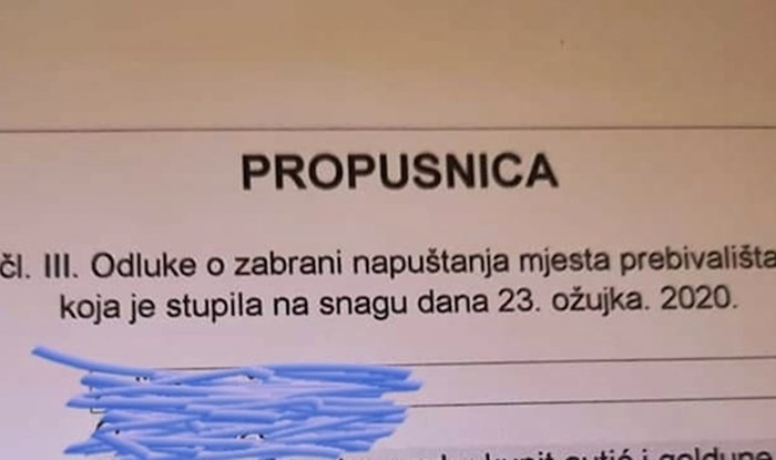 Na Facebooku se pojavila slika čudne propusnice, pogledajte što piše kraj razloga odobrenja