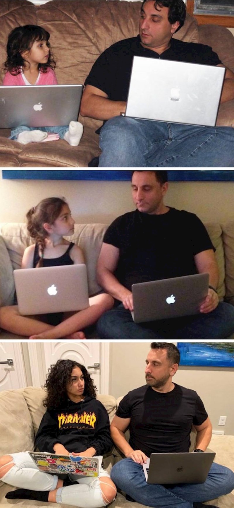 "Moj tata i ja... 2007., 2014. i 2019. godine."