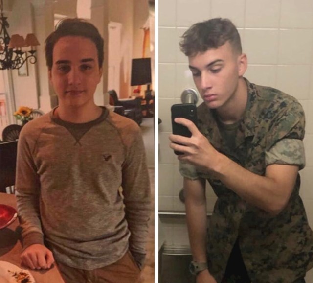 Na lijevoj slici je imao 15 godina, na desnoj 19.